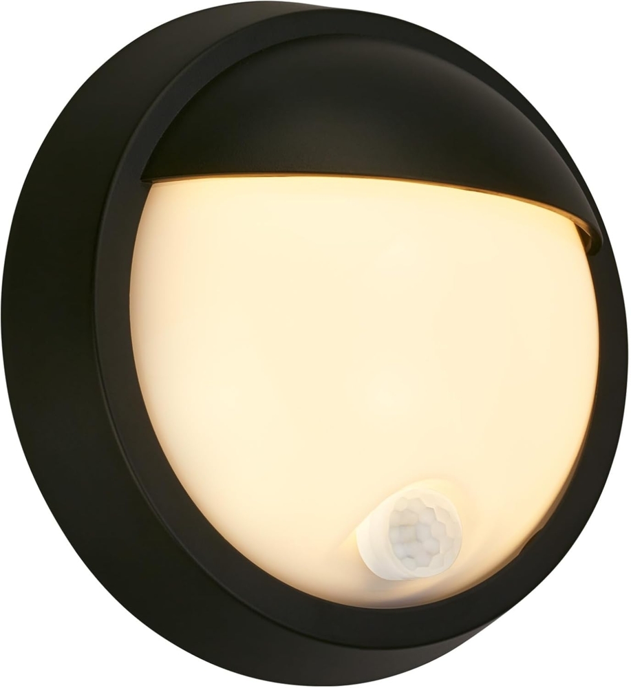 BRILONER - LED Wandlampe Akku mit Bewegungsmelder, Dämmerungssensor, 20 sek. Timer, Aussenlampe, Wandleuchte aussen, LED Strahler außen, Außenleuchte, Außenwandleuchten, 17x7 cm, Schwarz Bild 1
