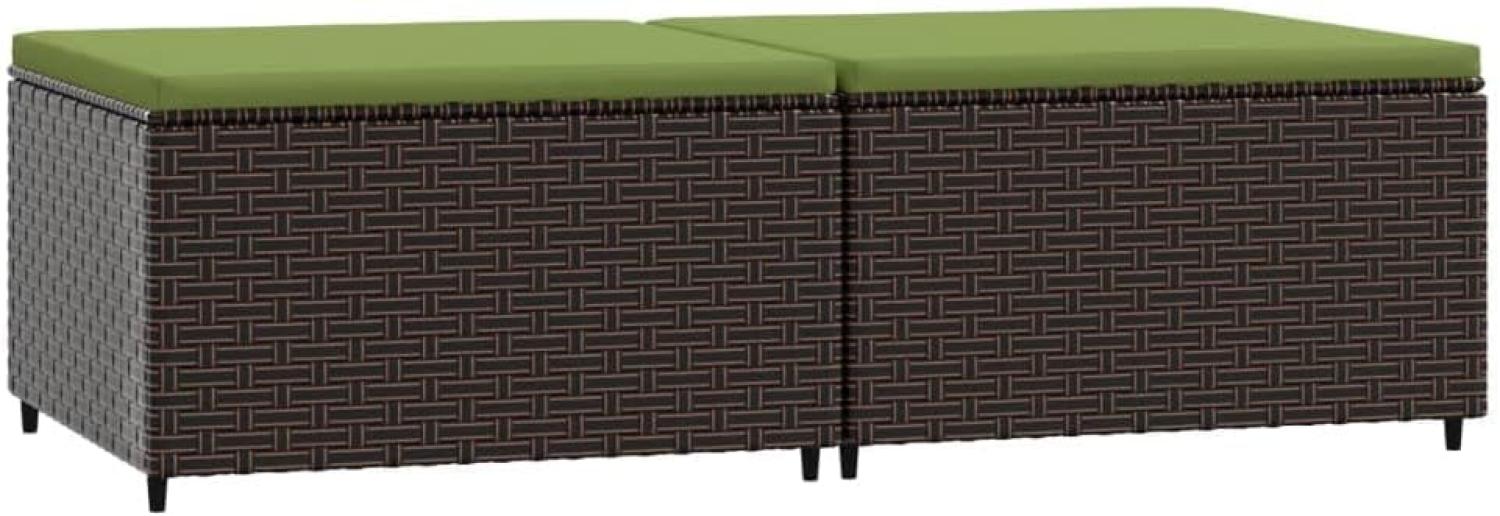 vidaXL Gartenhocker mit Kissen 2 Stk. Braun Poly Rattan 319837 Bild 1