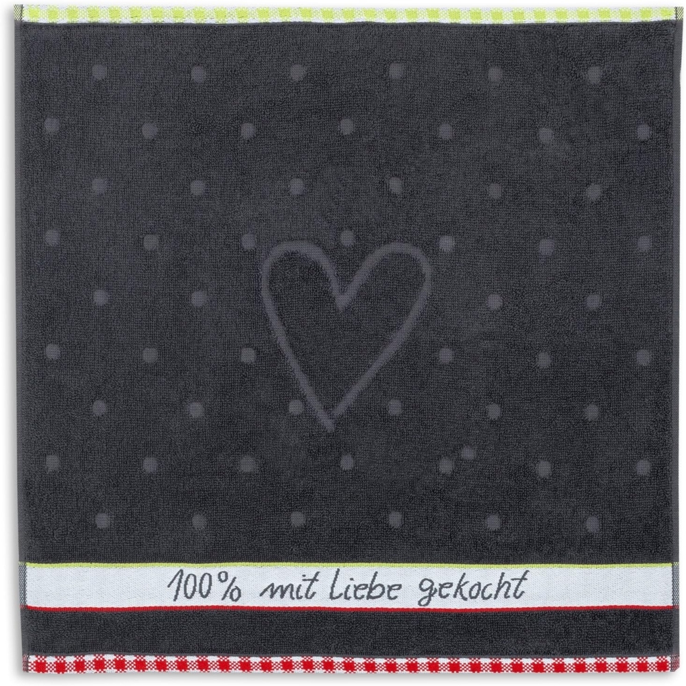 Kracht Geschirrtuch 100% Liebe, (Set, 3-tlg, Set), 3er Pack Frottee Küchenhandtücher (3 Stück), ca. 50x50cm Baumwolle Bild 1