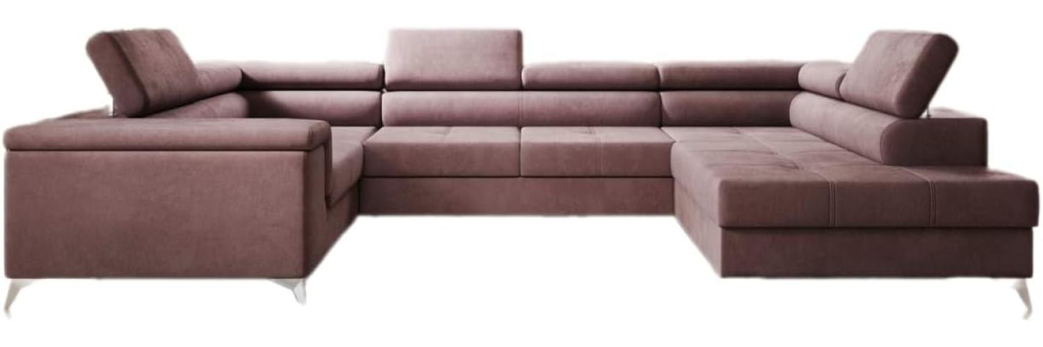 Designer Sofa Torino mit Schlaf- und Klappfunktion Samt Rosé Rechts Bild 1