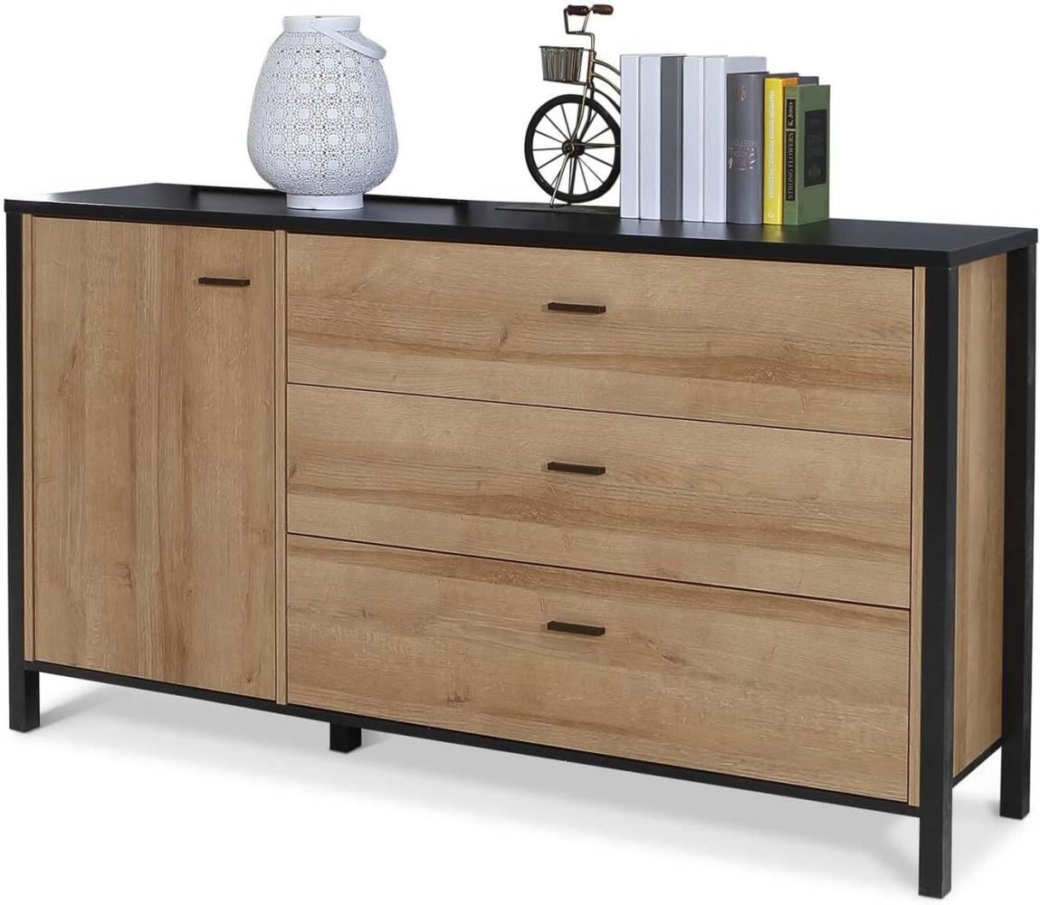 Möbel-Eins HAVANO Sideboard L, Material Dekorspanplatte, Riviera Eichefarbig/schwarz Bild 1