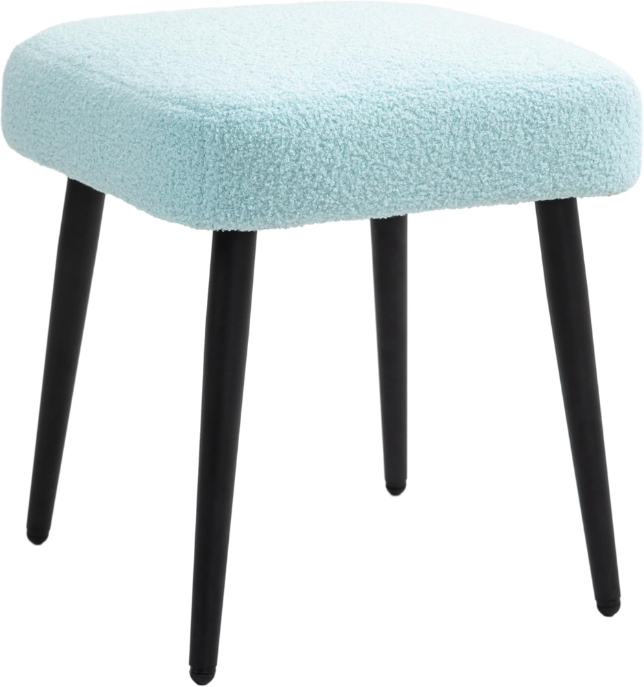 HOMCOM Fußhocker Schminkhocker Fußstütze mit Kaschmir-Optik (Hocker, 1 St, Sitzhocker), für Schlafzimmer, Stahlbeine, Hellblau Bild 1