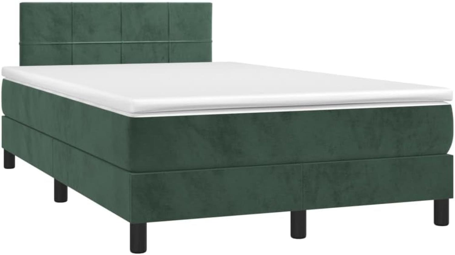 vidaXL Boxspringbett mit Matratze Dunkelgrün 120x200 cm Samt 3141296 Bild 1