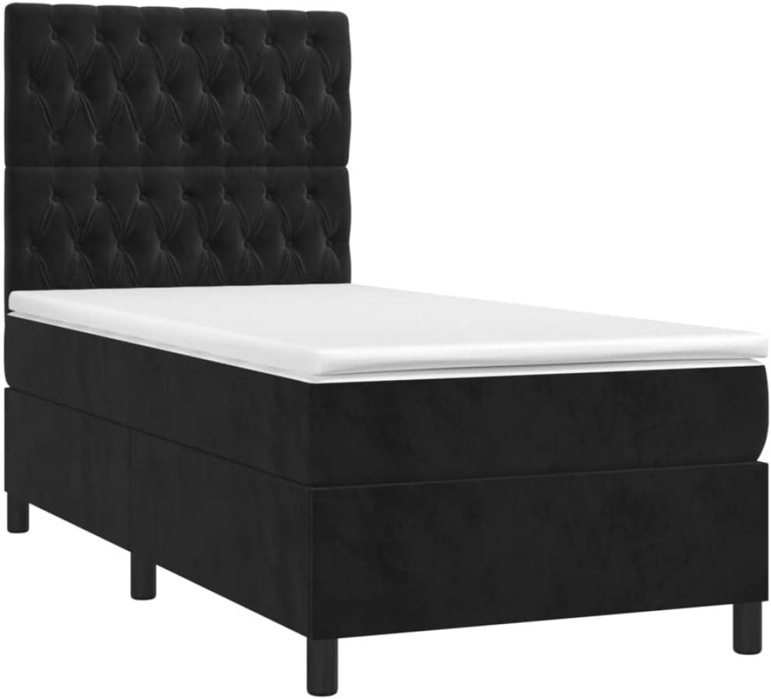 vidaXL Boxspringbett mit Matratze & LED Schwarz 100x200 cm Samt 3136289 Bild 1