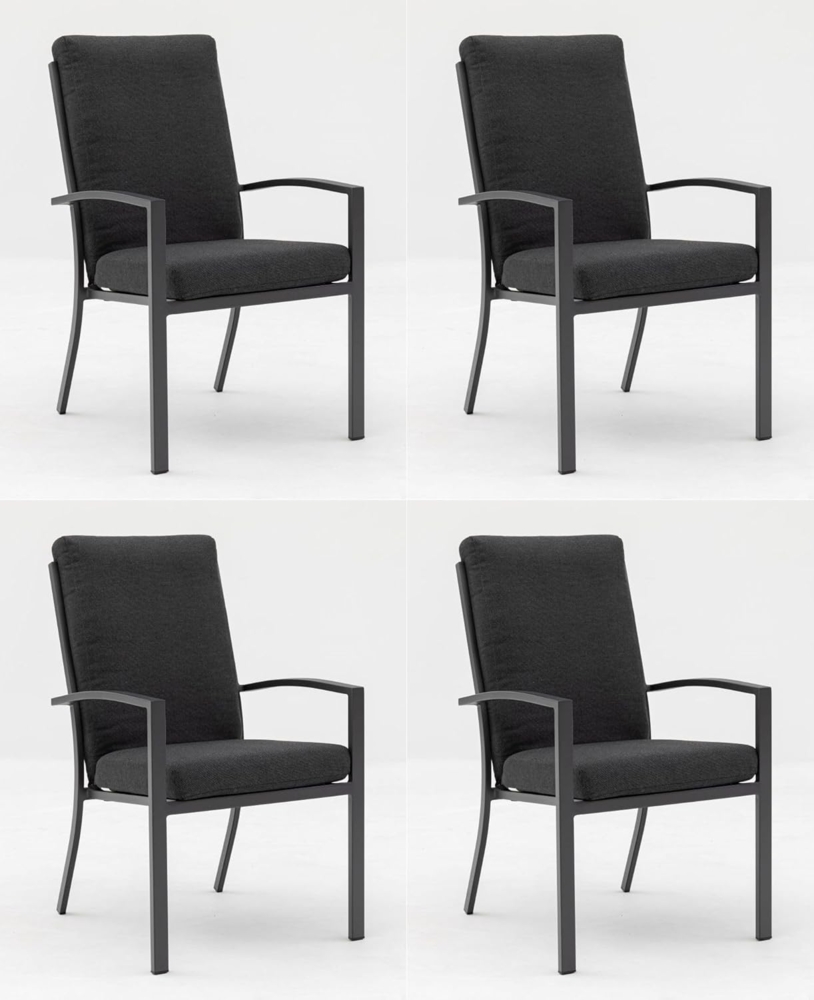 Gardissimo Gartenstuhl 4 er Set Stapelstuhl Aluminium Stapelsessel Boston Alu Garten stabil (Spar-Set, 4 St), 120 kg Tragkraft / stapelbar / wetterfest Bild 1