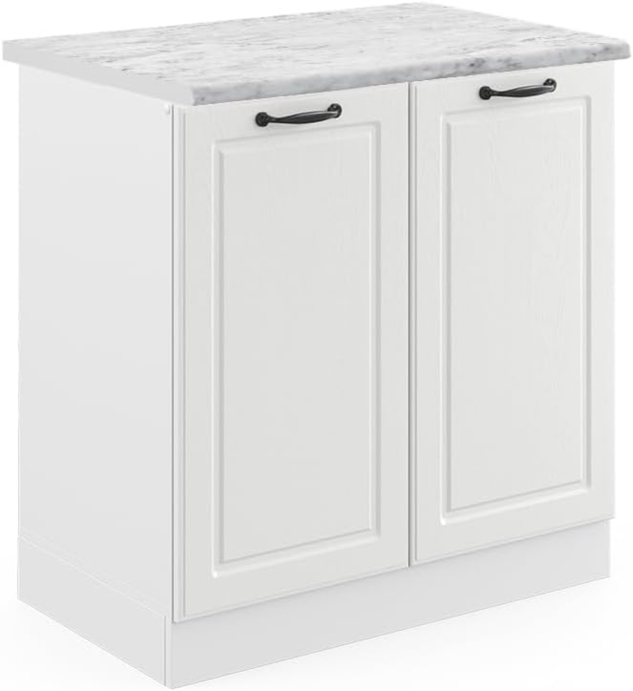 Vicco Spülenunterschrank R-Line, Weiß Landhaus/Weiß, 80 cm, AP Marmor Bild 1