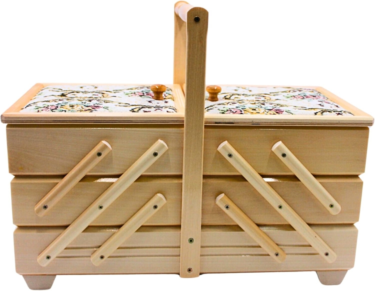 Dekohelden24 Nähkorb Hochwertiger Nähkasten, Nähkästchen aus Furnierholz, cm Bild 1