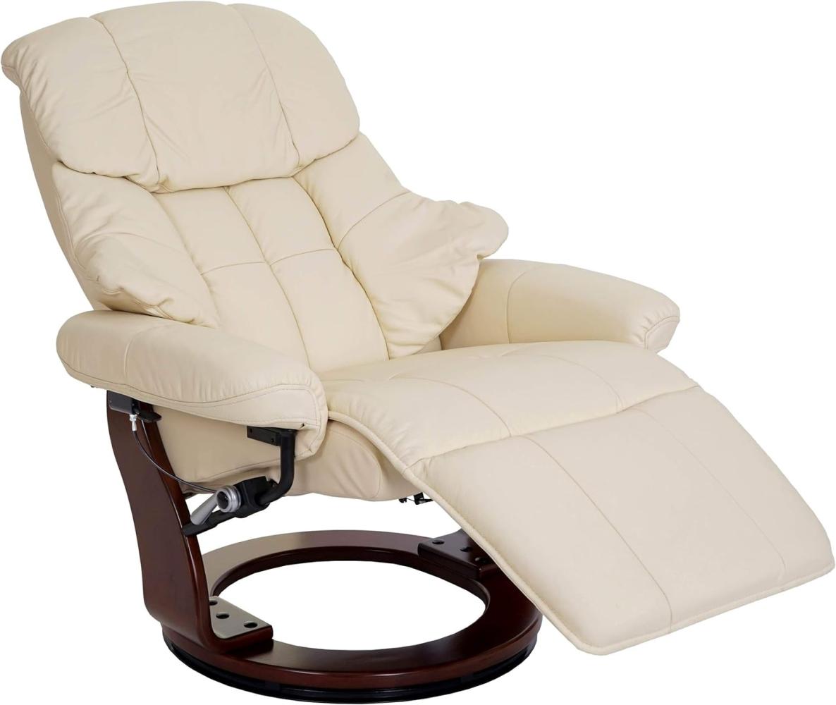 MCA Relaxsessel Calgary 2, Fernsehsessel Sessel, Echtleder 150kg belastbar ~ creme, Walnuss-Optik Bild 1