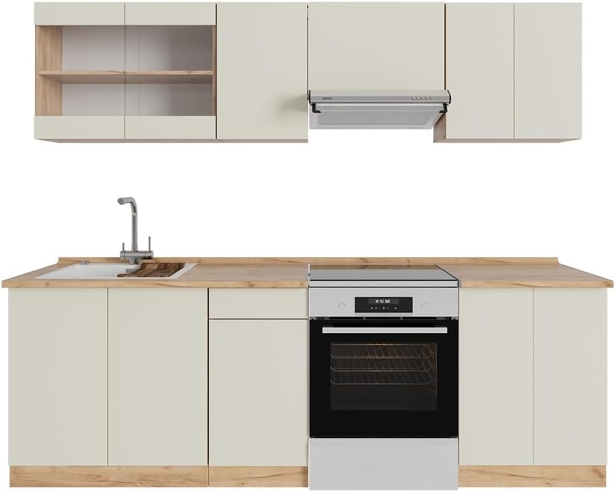 Küchenzeile R-Line Hellgrau 240 cm , AP Eiche Vicco Bild 1