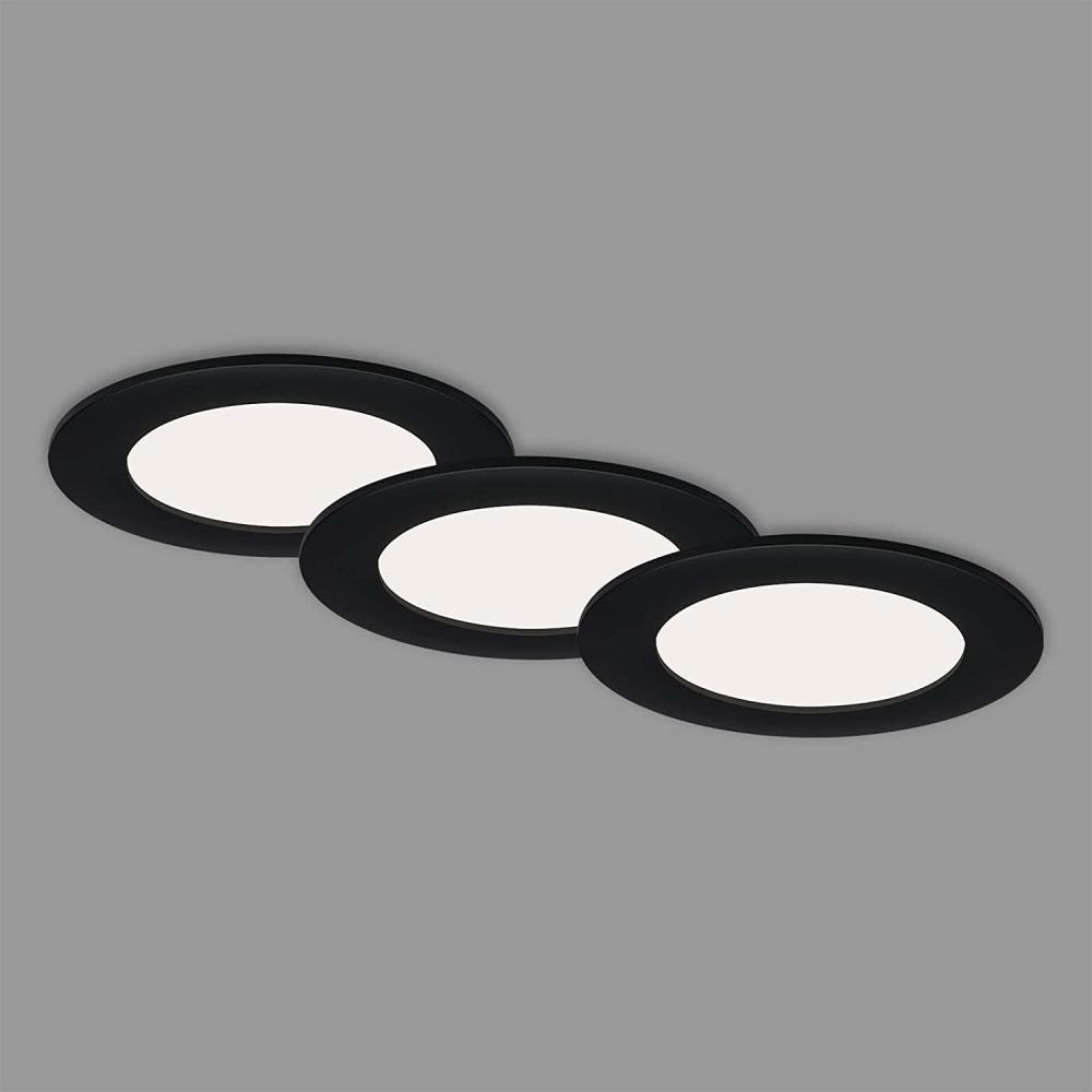 Di-Ka LED Einbauleuchte Flat-In 3er Set schwarz-matt Ø 12 cm 7 W Bild 1