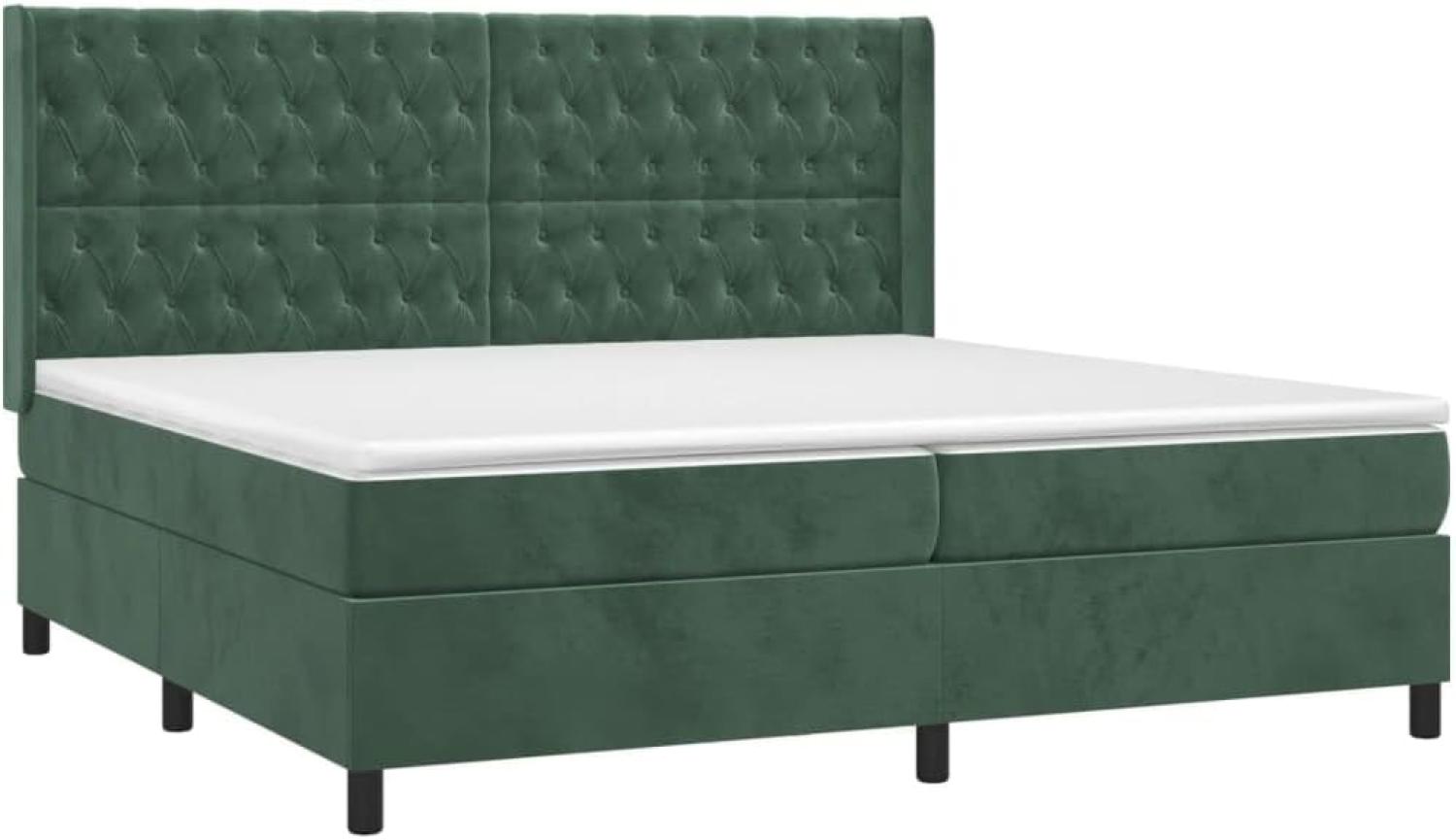 vidaXL Boxspringbett mit Matratze Dunkelgrün 200x200 cm Samt 3132882 Bild 1