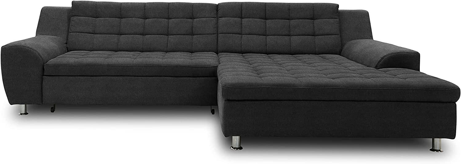 DOMO Collection Merida Ecksofa, Sofa mit Schlaffunktion in L-Form, Eckcouch, Polstergarnitur in dunkelgrau Bild 1