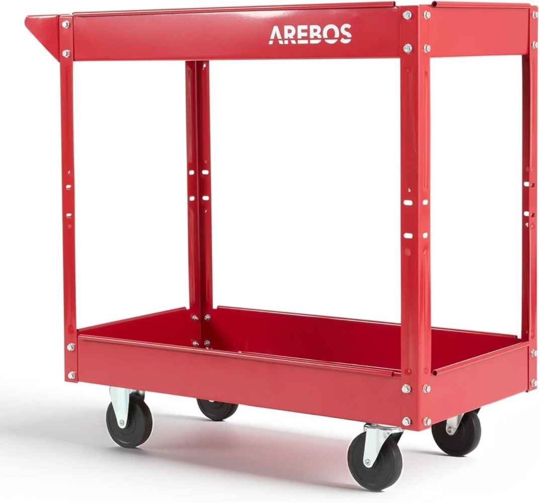 Arebos Werkstattwagen Werkstatt-Rollwagen, Werkzeugwagen, Belastbarkeit bis zu 100 kg, 2 Fächer, max. Traglast:100,00 kg Bild 1