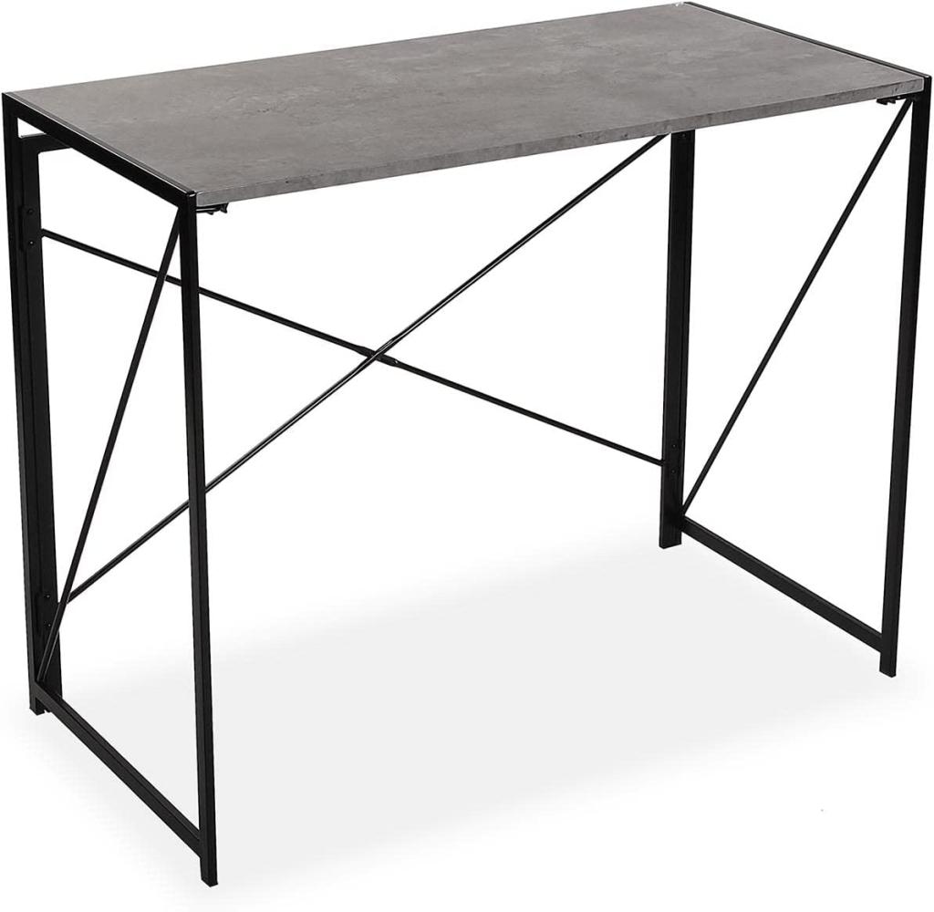 Versa Jack Schreibtisch für den Computer, Arbeitstisch Kompakter tisch Büro, Klappbar, Maßnahmen (H x L x B) 74 x 45 x 90 cm, Holz und Metall, Farbe: Grau Bild 1