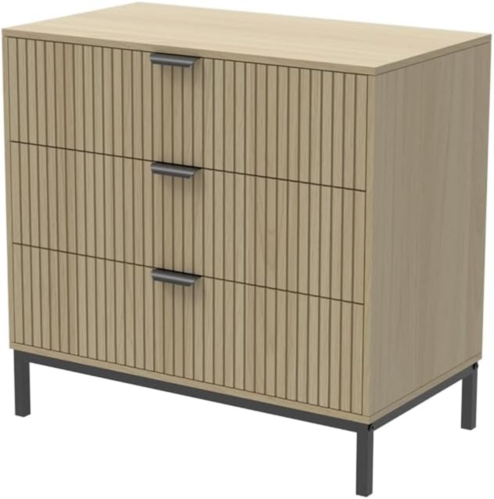 Vicco Kommode Lennox, Eiche/Schwarz, 72 x 69 cm mit 3 Schubladen Bild 1