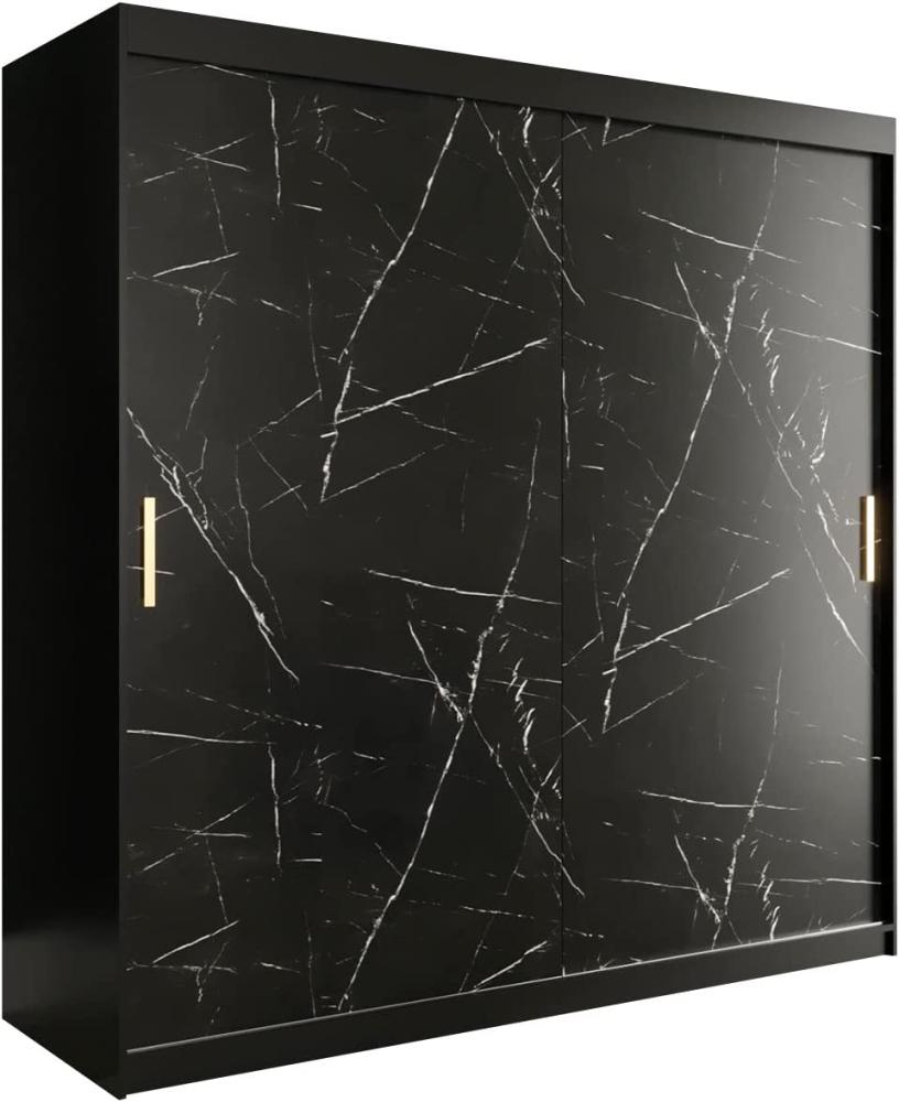 Kleiderschrank Kamoga T 200 (Schwarz / Marmor Schwarz + Gold, ohne Schubladen) Bild 1