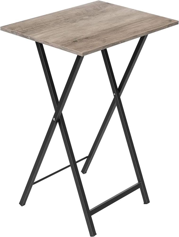 HOOBRO Beistelltisch, Klappbar Tablett Tisch, Sofatisch, TV Tray im Industriestil, Einfach Montierbar, Greige-Schwarz EBG15BZ01 Bild 1