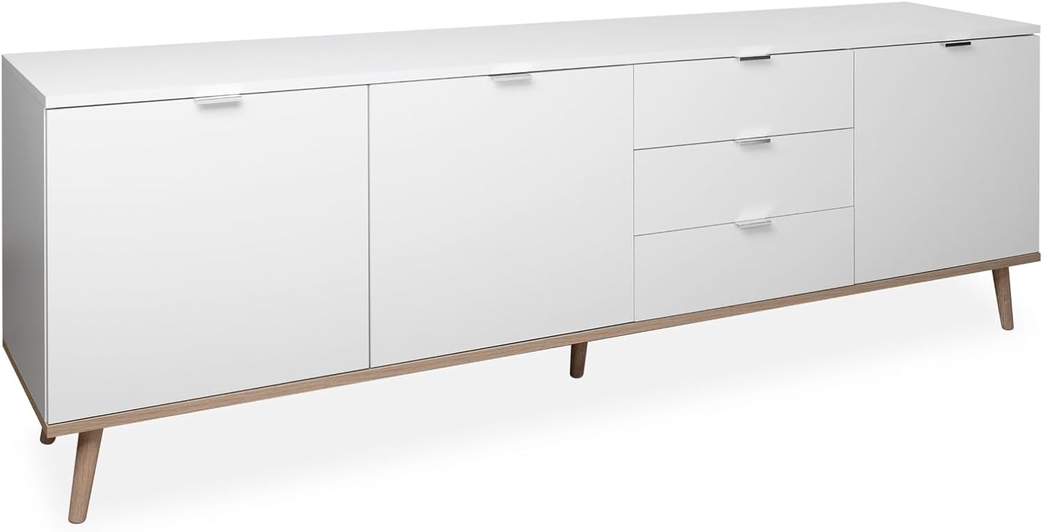 Sideboard Lundby weiß und Eiche massiv 200 cm Bild 1