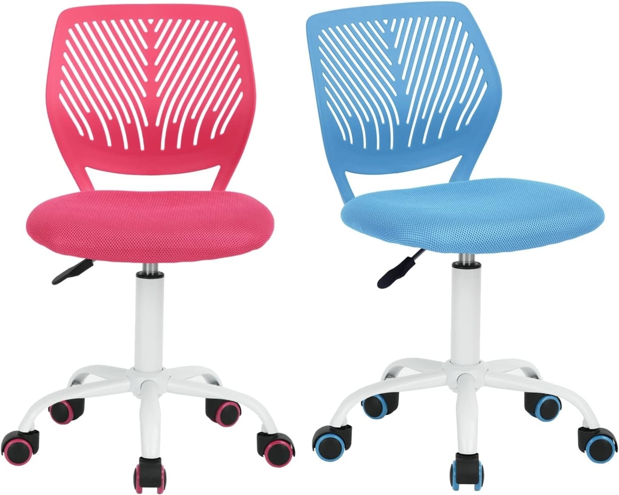 FurnitureR 2Stk Schreibtischstuhl, Studiendrehstuhl ohne Armlehnen, höhenverstellbarer Bürostuhl, Arbeitsstuhl für Home Office, Schlafzimmer, Arbeitszimmer, Pink Blau Bild 1
