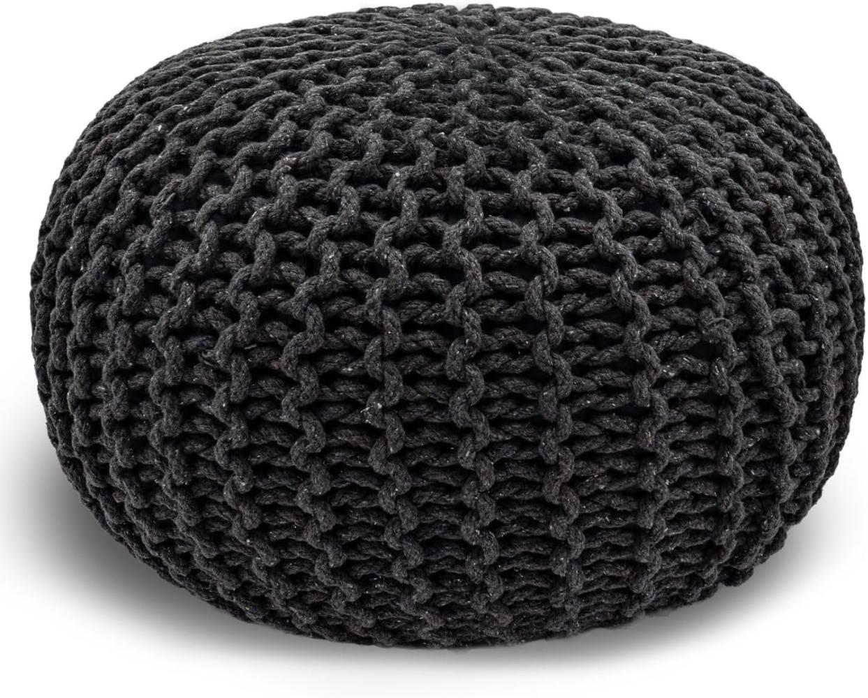 casamia Pouf Ø 55 o. 45 cm Sitzpouf Strickhocker Sitzpouf Bodenkissen nachhaltig Grobstrick Optik Größe ø 55 cm, Farbe steingrau Bild 1