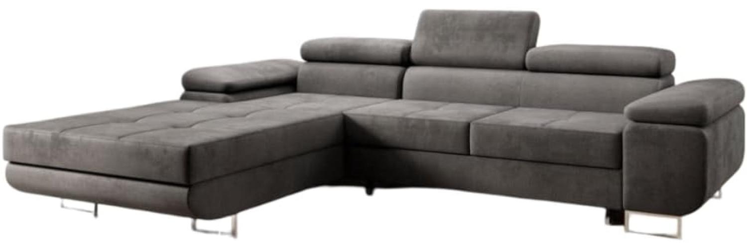 Designer Sofa Calvera mit Schlaf- und Klappfunktion (Samt) Anthrazit Links Bild 1