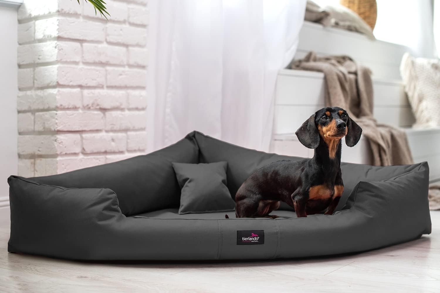 tierlando® Tierbett tierlando® TRIVIA, Orthopädisches Eckhundebett Polyester Hundebett Dr Bild 1