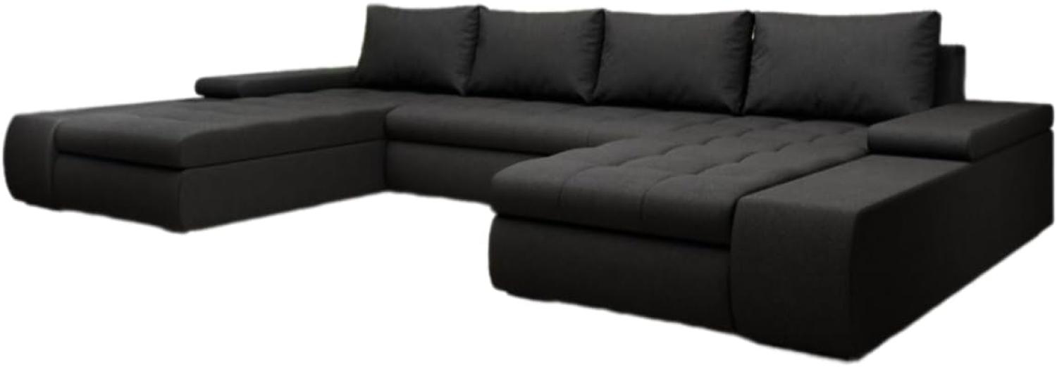 Designer Sofa Martino mit Schlaffunktion Stoff Schwarz Bild 1