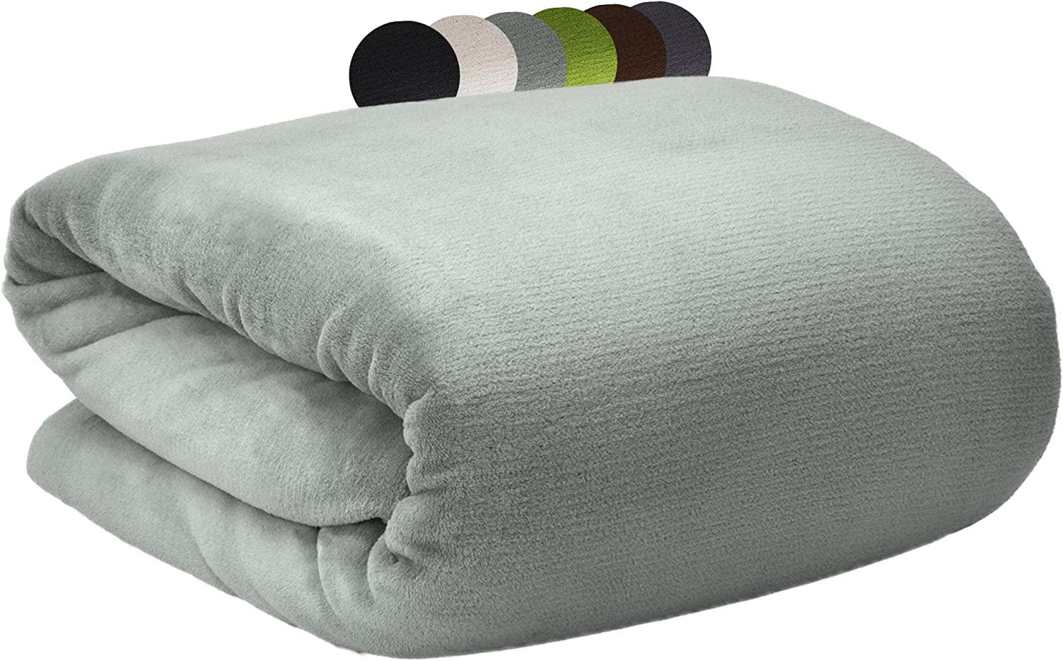 Beautissu Aurelia Corall Fleece Decke Hellgrau, 200x150 cm Bild 1