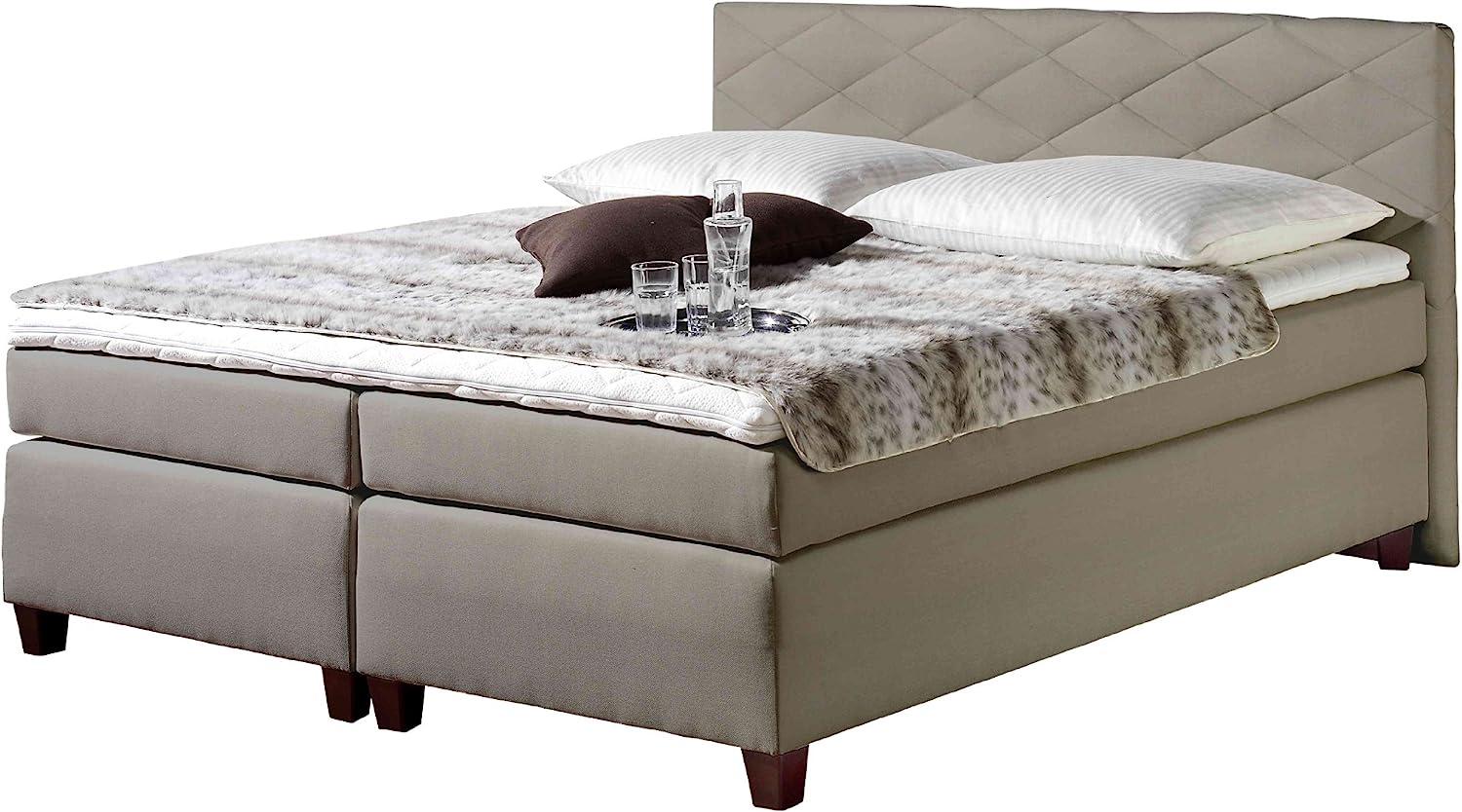 Maintal Boxspringbett Nagoya, 160 x 200 cm, Strukturstoff, 7-Zonen-Kaltschaum Matratze H3, taupe Bild 1