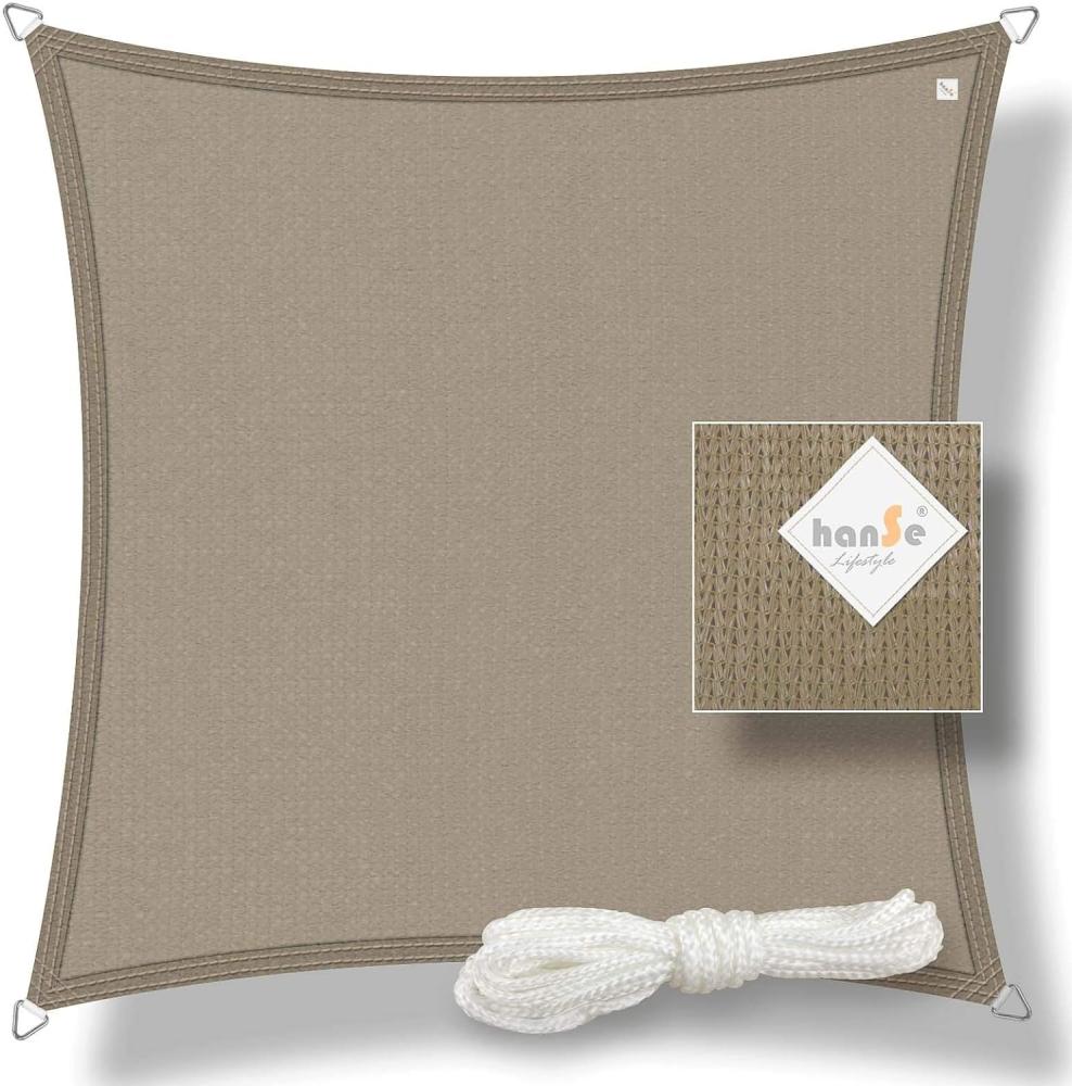 hanSe® Marken Sonnensegel HDPE Quadrat 2x2m Taupe UV-Schutz Sonnenschutz Schattenspender Bild 1