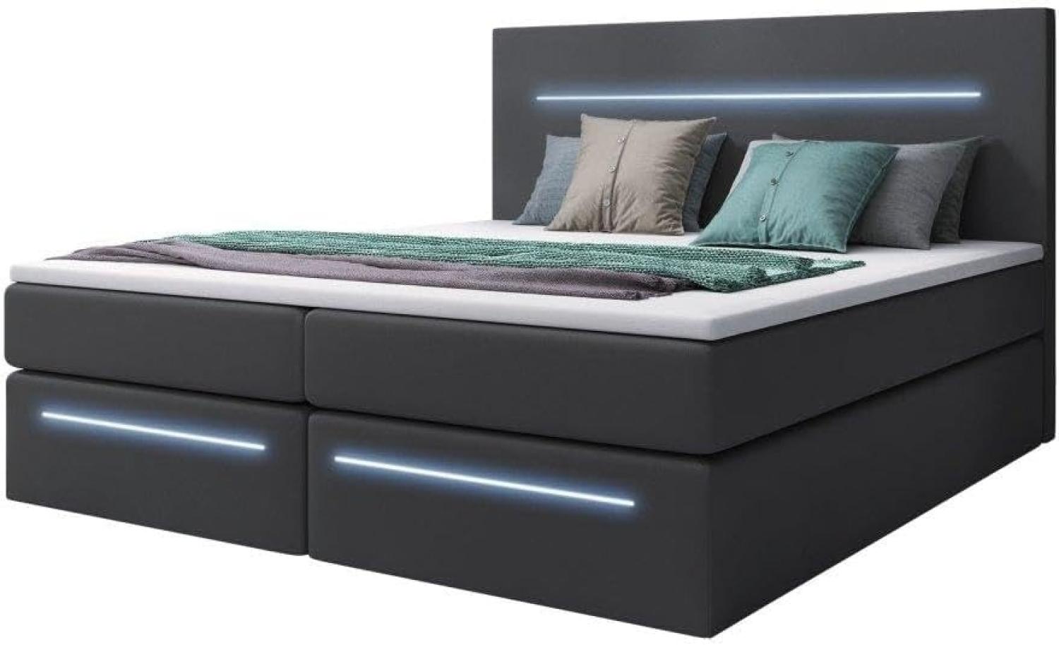 Boxspringbett Sejour mit LED u. Stauraum 140x200 Grau H3 (70-100kg) Bild 1