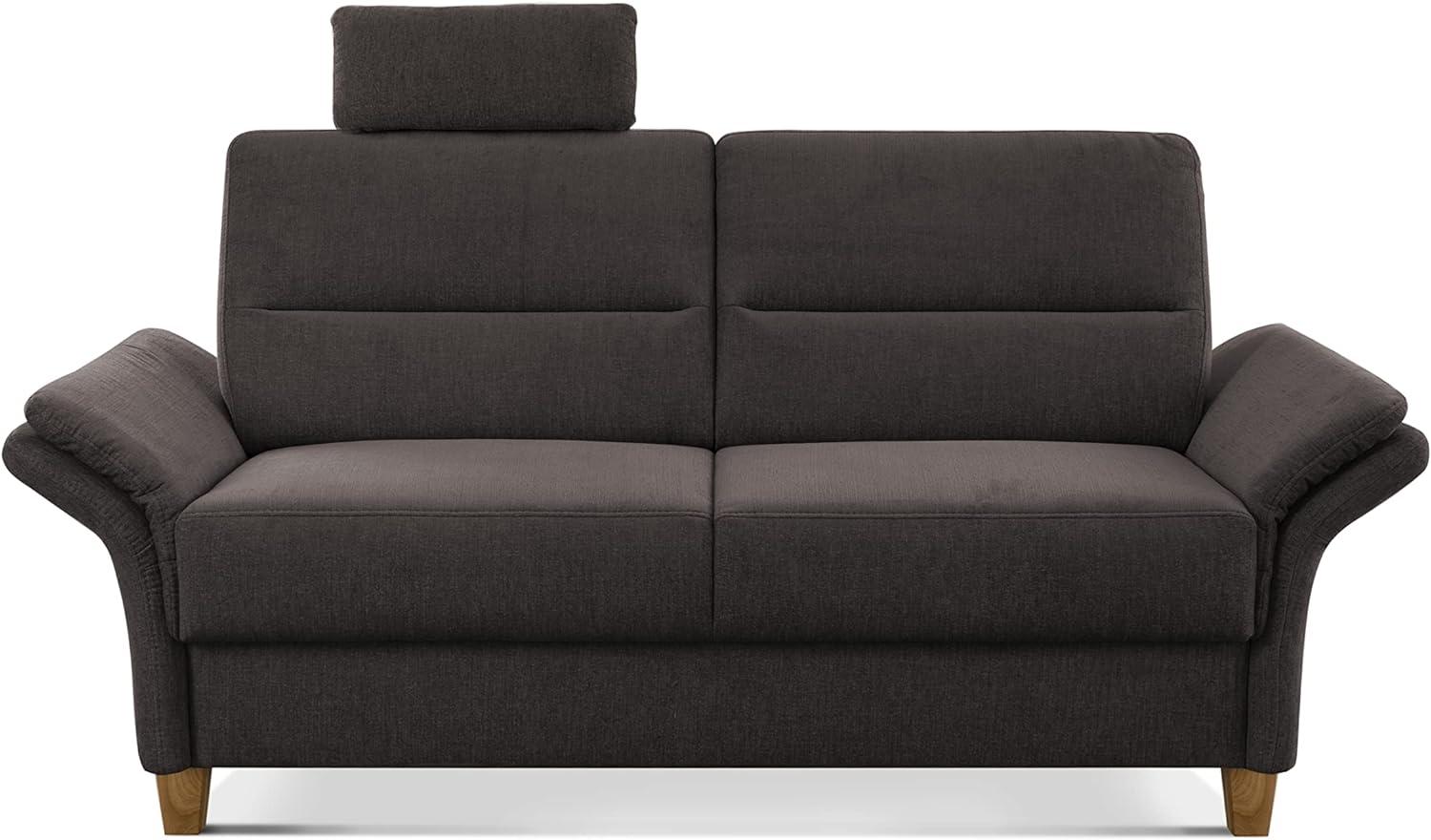 CAVADORE 3-Sitzer Sofa Wyk / 3er Couch im Landhausstil mit Federkern, Kopfstütze + Holzfüßen / 186 x 90 x 89 / Chenille, Braun Bild 1