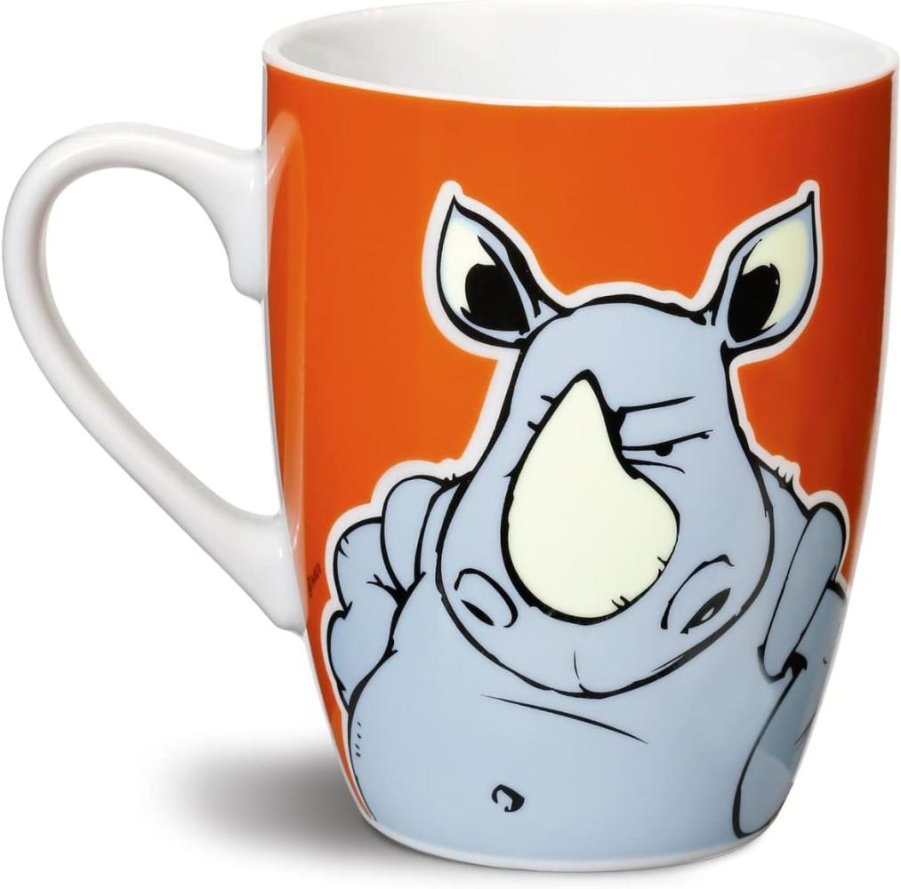 NICI Tasse N SCHEISS MUSS ICH, Kaffeetasse, Becher, Nashorn, Porzellan, Orange, 39223 Bild 1