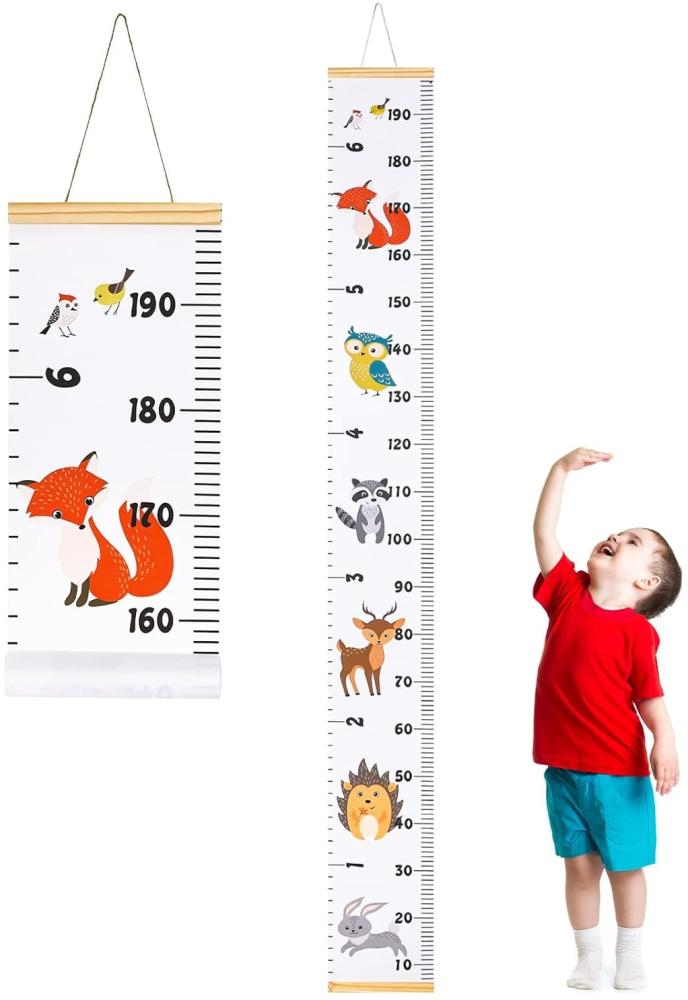 Xinzistar Messlatte Kinderzimmer Kinder Wachstum Messlatte Kind Holz Aufhängen Herrscher Wall Chart Höhe Diagramm Messleiste für Mädchen Junge Schlafzimmer Kinderzimmer (Tiere) Bild 1