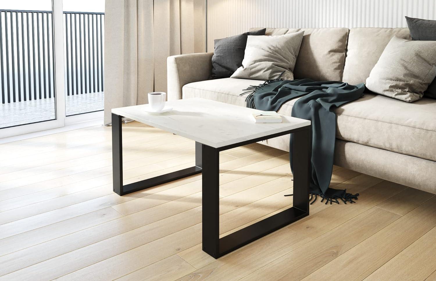 AKKE Außergewöhnlicher Couchtisch Beistelltisch für Wohnzimmer | Kaffee Tee Wohnzimmertisch Tisch | Coffee Table | Zimmer Schlafzimmer Möbel | Deko Modern Weiss Craft 50 x 50 x 55 Bild 1