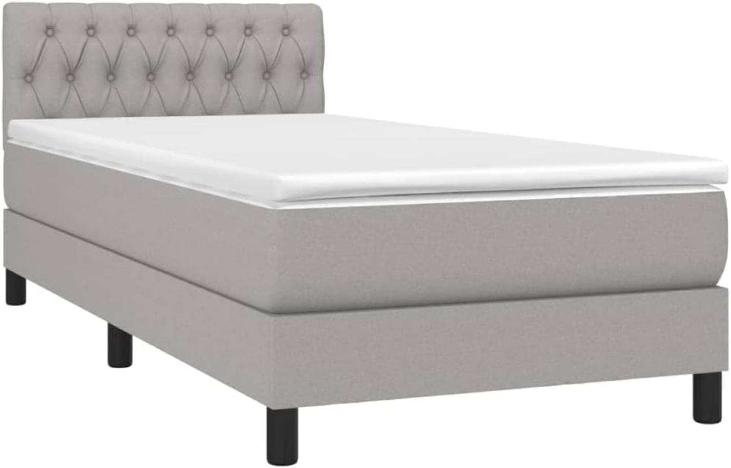 vidaXL Boxspringbett mit Matratze Hellgrau 90x200 cm Stoff, Härtegrad: H2 [3140265] Bild 1