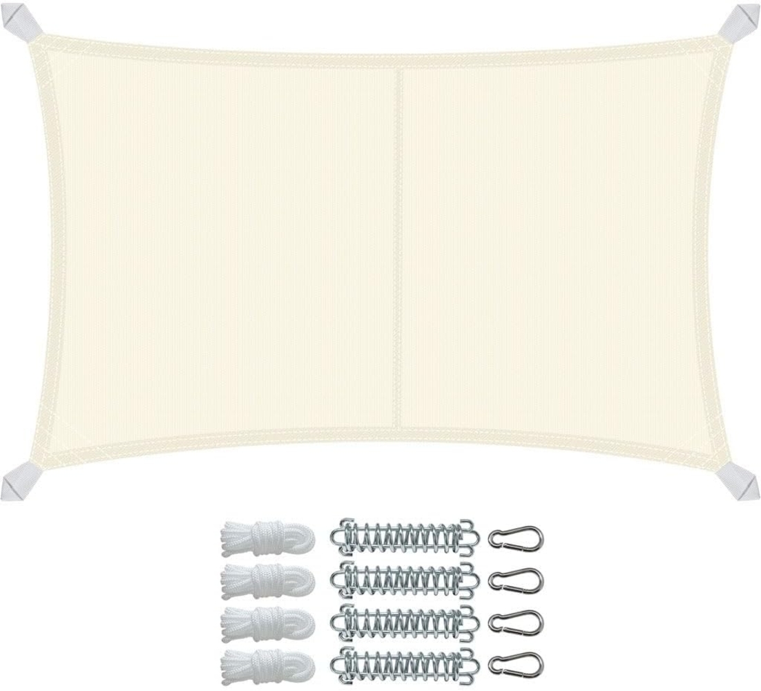 VOUNOT® Sonnensegel Rechteckig mit Befestigung Set, Wasserdicht Sonnenschutz Wetterbeständig, für Balkon Garten Terrasse, 3x5 m, Beige Bild 1