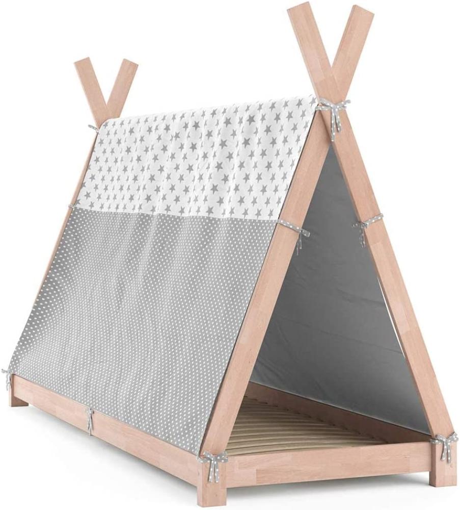 Vitalispa Kinderbett Hausbett Tipi + Überwurf 90x200 cm Indianerzelt Indianerbett Bild 1