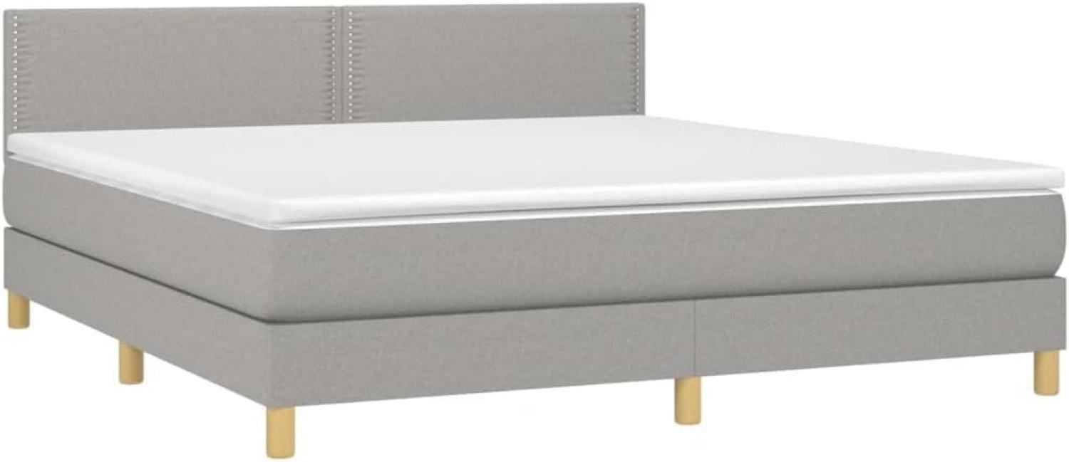 vidaXL Boxspringbett mit Matratze Hellgrau 180x200 cm Stoff 3140553 Bild 1