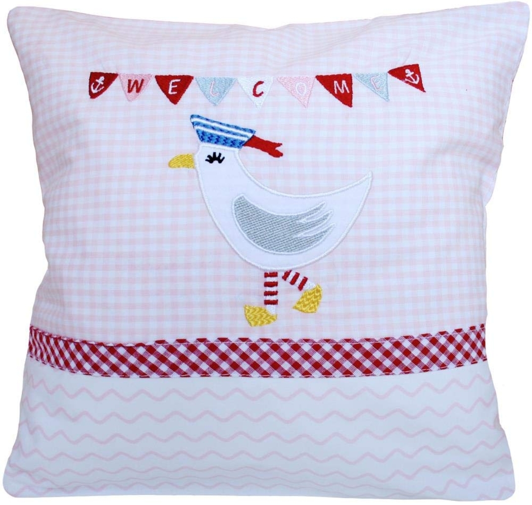 Kinderkissen mit Möwe in rosa, 30x30 cm Bild 1