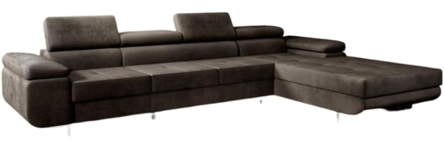 Designer Sofa Calvera Maxi mit Schlaf- und Klappfunktion (Samt) Dunkelbraun Rechts Bild 1