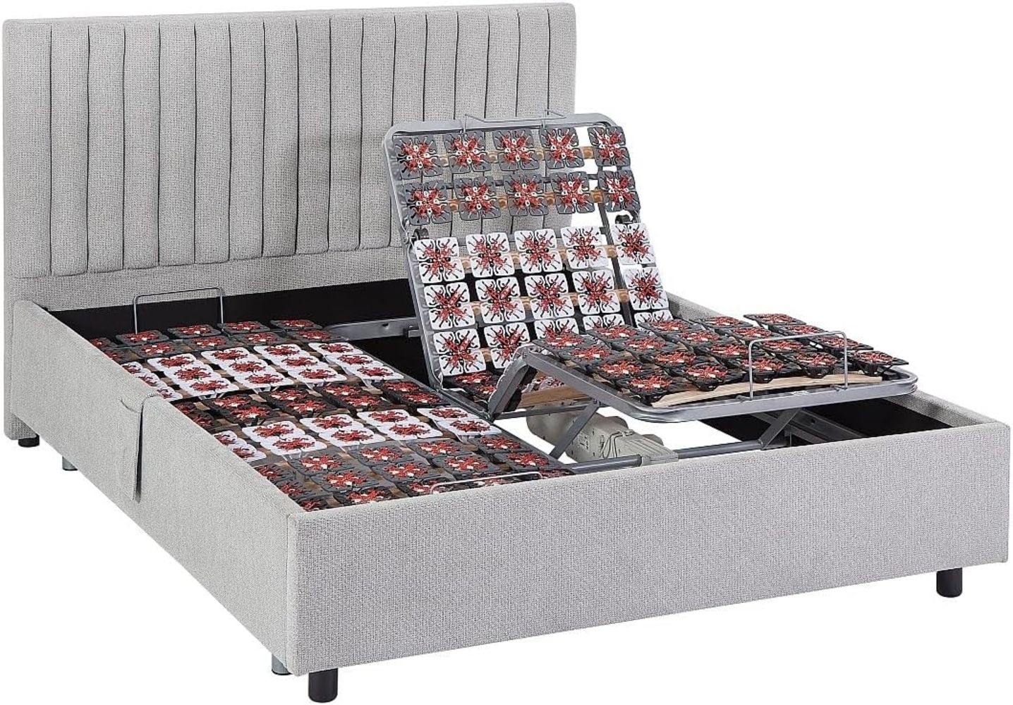 Dekoratives Bettgestell mit elektrischer Relaxfunktion - 2x78 Teller - 2 x 90 x 200 cm - Stoff - Grau - NALU von YSMÉE Bild 1