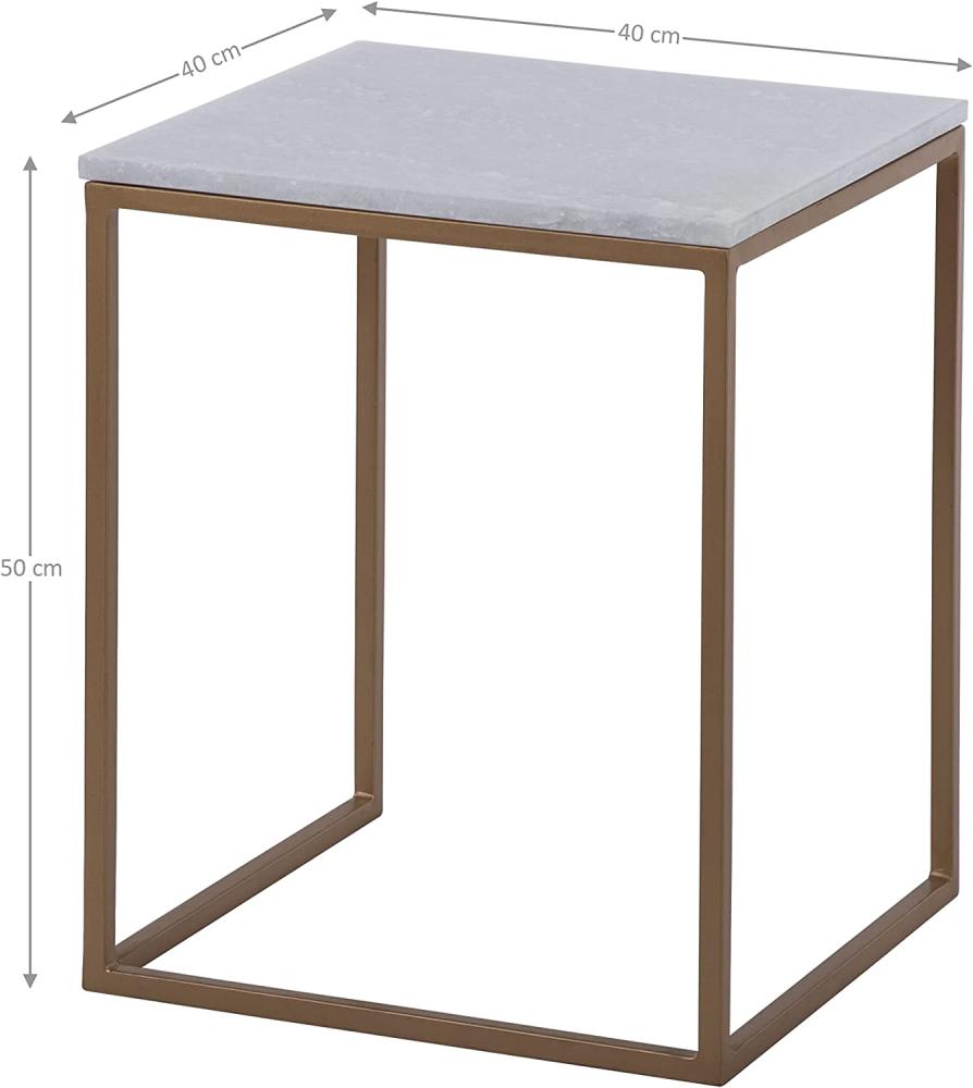 Beistelltisch 2er Set 40x40 / 35x35 cm Weiß aus Stein und Eisen WOMO-Design Bild 1
