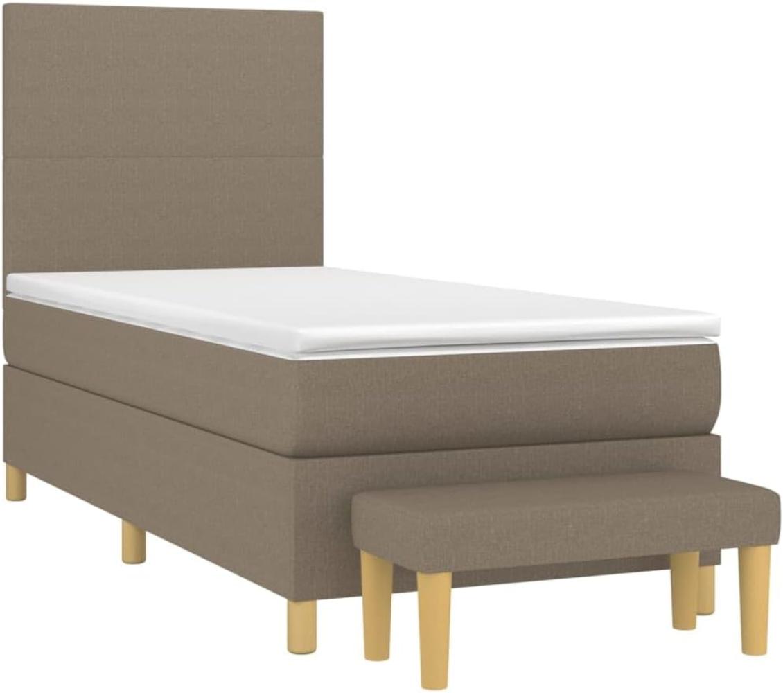 vidaXL Boxspringbett mit Matratze Taupe 90x200 cm Stoff 3136969 Bild 1