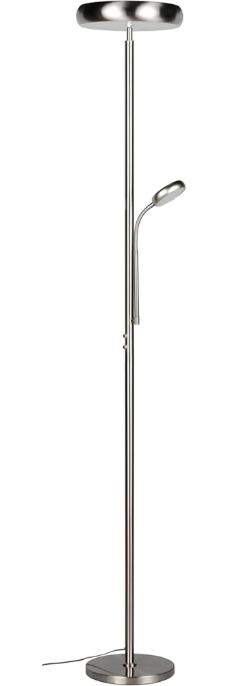 LED Deckenfluter PALERMO Höhe 183cm mit Leselampe und Fernbedienung, Silber Bild 1