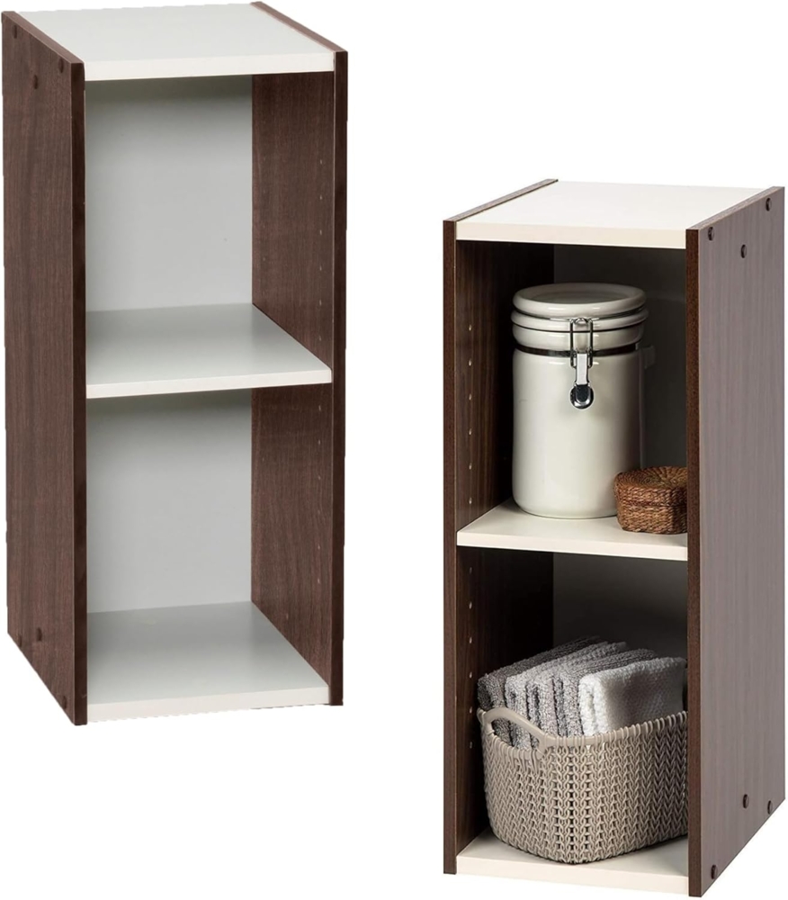 Marke Amazon– Movian, Aufbewahrungsschrank/Bücherregal/Akzentschrank mit 2 Ablagen aus Holz,Modular, Wohnzimmer, Schlafzimmer, Büro – Space Saving Shelf UB-6025 – Braun & Weiß Bild 1