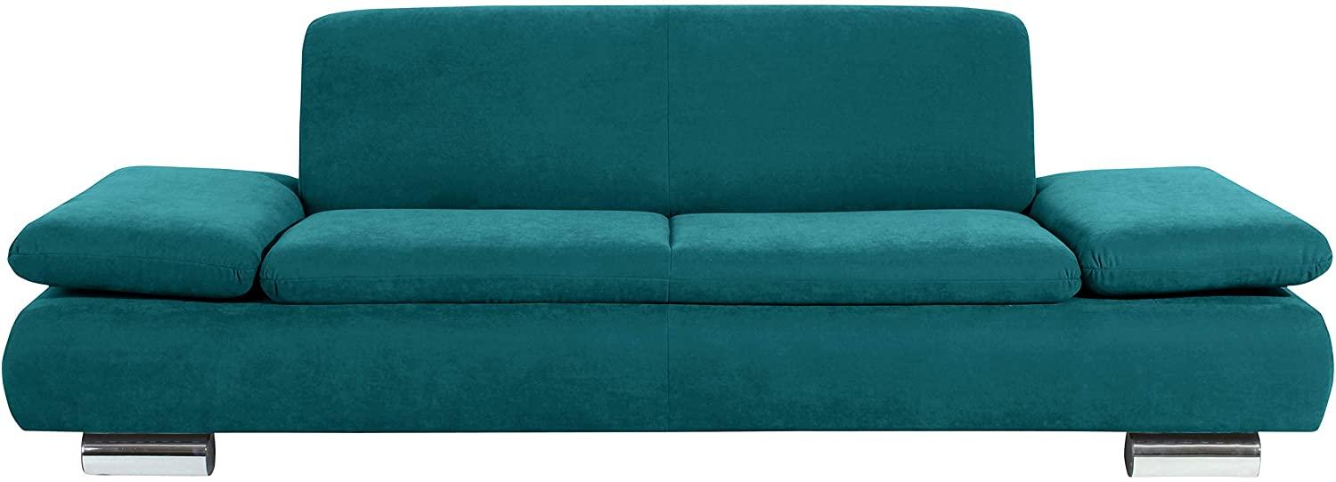 Terrence Sofa 2,5-Sitzer Veloursstoff Petrol Metallfüße verchromt Bild 1