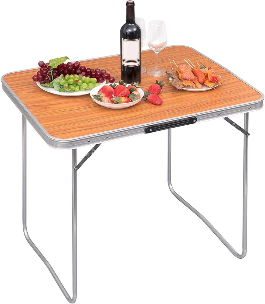 Woltu Campingtisch, Klapptisch 80x60x70 cm Klappbar Gartentisch, aus Alu MDF Bild 1