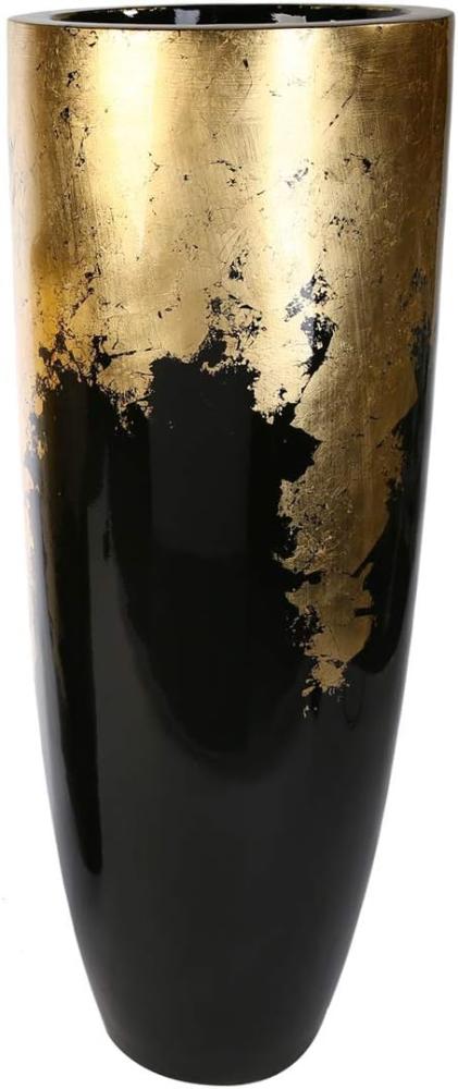 GILDE Pflanzgefäß Konus - gold-schwarz - H. 100cm x D. 39cm - 89261 Bild 1