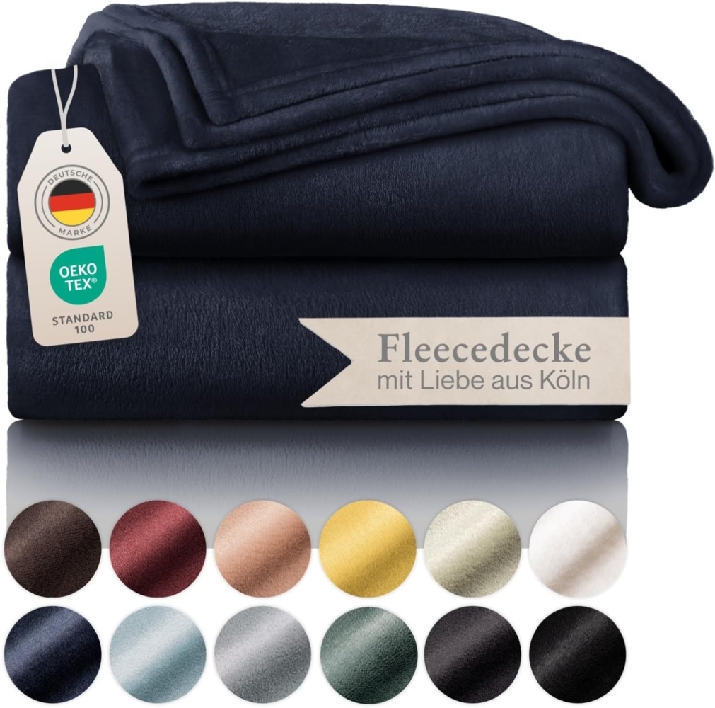 Blumtal Kuscheldecke aus Fleece - hochwertige Decke, Oeko-TEX® Zertifiziert in 220 x 240 cm, Kuscheldecke flauschig als Sofadecke, Tagesdecke oder Winterdecke, Dark Ocean Blue - blau Bild 1